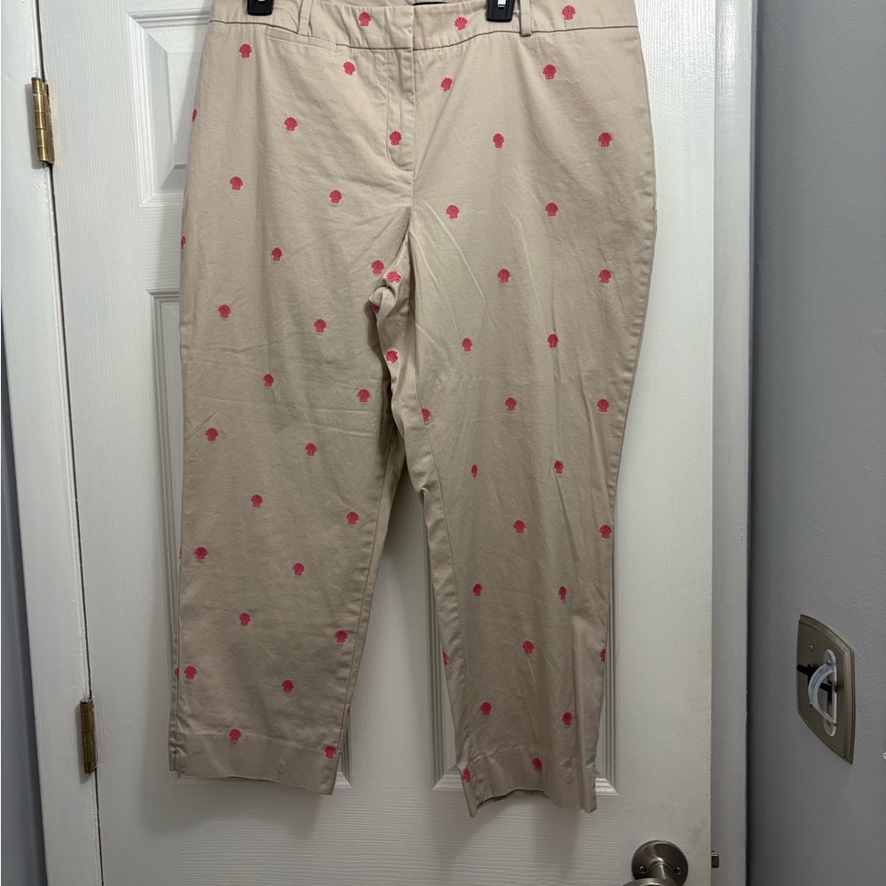 Talbots Curvy Beige Pants with Pink sea shells